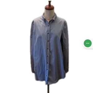 NWT apuntob Women's Size Small Long Sleeve Pale Blue Cotton Button Down Shirt